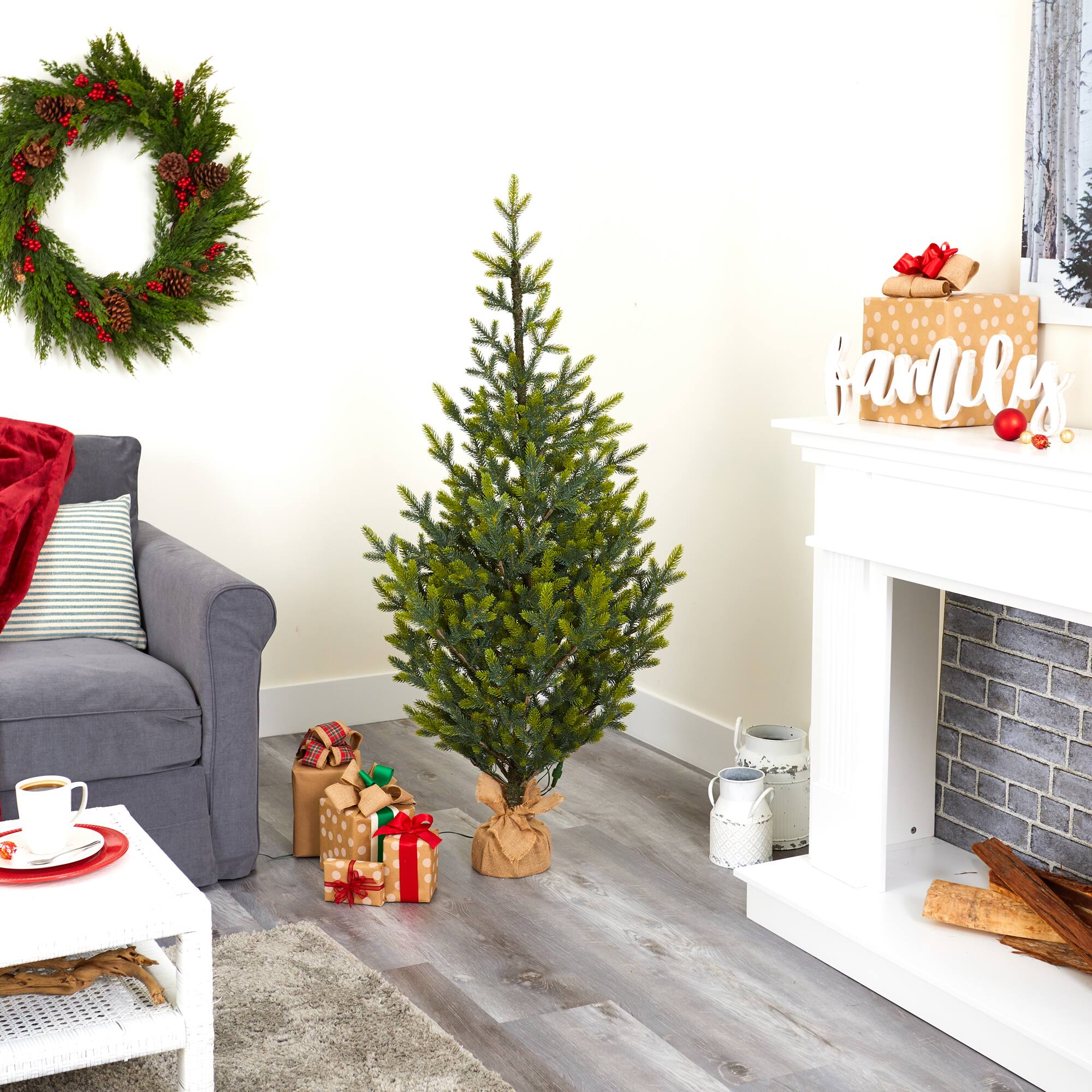 5ft. Pre-Lit Fraser Fir Natural Look Artificial Christmas Tree with Clear LED Lights